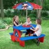 Delta Children Mickey Mouse 4 Seat Activity Picnic Table With Umbrella And LEGO Compatible Tabletop