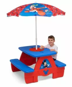 Delta Children Mickey Mouse 4 Seat Activity Picnic Table With Umbrella And LEGO Compatible Tabletop 12 Delta Children Mickey Mouse 4 Seat Activity Picnic Table With Umbrella And LEGO Compatible Tabletop