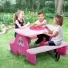 Delta Children Outdoor Minnie Mouse 4 Seat Activity Picnic Table With LEGO Compatible Tabletop