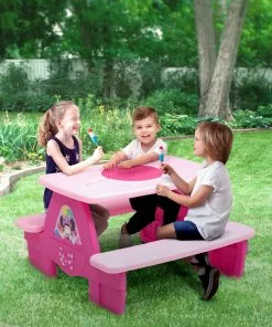 Delta Children Outdoor Minnie Mouse 4 Seat Activity Picnic Table With LEGO Compatible Tabletop
