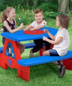 Delta Children Mickey Mouse 4 Seat Activity Picnic Table With LEGO Compatible Tabletop Outdoor