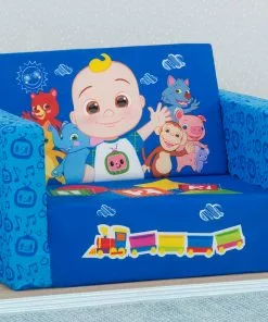 Delta Children Kids’ Chairs CoComelon Cozee Flip-Out Chair - 2-in-1 Convertible Sofa To Lounger For Kids