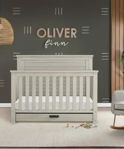 Simmons Kids Caden 6-in-1 Convertible Crib With Trundle Drawer Baby Cribs