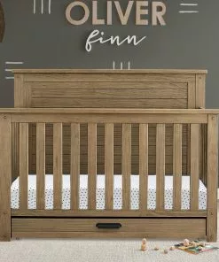 Simmons Kids Caden 6-in-1 Convertible Crib With Trundle Drawer Baby Cribs