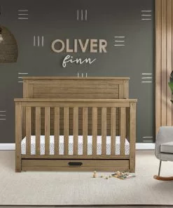 Simmons Kids Caden 6-in-1 Convertible Crib With Trundle Drawer Baby Cribs