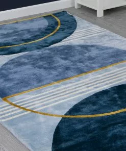 Delta Children Blue Abstract Hand-Tufted Area Rug 5x8