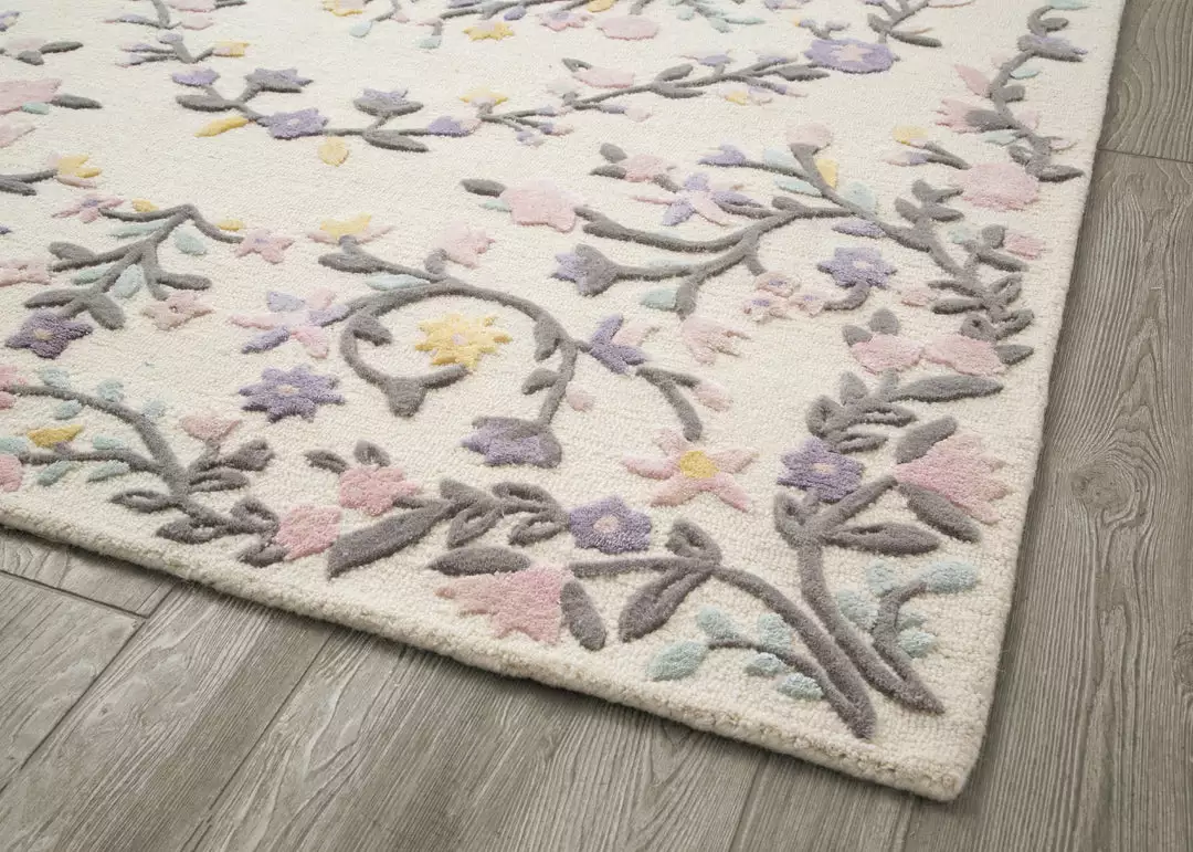Delta Children Floral Garden Hand-Tufted Wool Blend Area Rug 5x8 4 Delta Children Floral Garden Hand-Tufted Wool Blend Area Rug 5x8