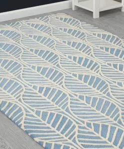 Delta Children Blue Palm Hand-Tufted 100% Wool Area Rug 5x8 What's New