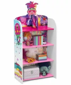 Delta Children Trolls World Tour Wooden Playhouse 4-Shelf Bookcase For Kids Sale