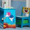 Delta Children Baby Shark Wood Art Desk And Chair Set With Dry Erase Top And Reusable Stickers Activity Desks