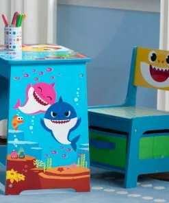 Delta Children Baby Shark Wood Art Desk And Chair Set With Dry Erase Top And Reusable Stickers Activity Desks