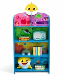 Delta Children Baby Shark Wooden Playhouse 4-Shelf Bookcase For Kids