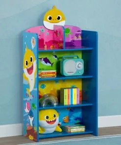 Delta Children Baby Shark Wooden Playhouse 4-Shelf Bookcase For Kids