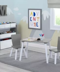 Delta Children 4-Piece Toddler Playroom Set – Includes Play Table And 6 Bin Toy Organizer With Reusable Vinyl Cling Stickers