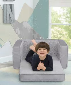 Delta Children Cozee Flip-Out Sherpa And Suede 2-in-1 Convertible Chair To Lounger For Kids Kids’ Chairs