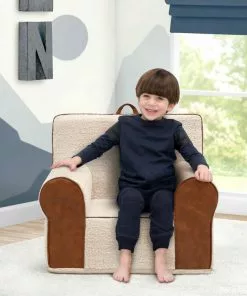 Delta Children Deluxe Cozee Sherpa And Faux Leather Chair For Kids