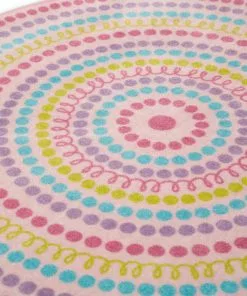 Delta Children Rainbow Dot Round Area Rug For Kids, 39-Inch Rugs