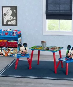 Delta Children Table & Chair Sets Mickey Mouse 4-Piece Playroom Solution â Set Includes Table And 2 Chairs And 6-Bin Toy Organizer