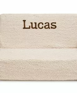 Delta Children Personalization Personalized Cozee Flip-Out Sherpa And Leather 2-in-1 Convertible Sofa To Lounger For Kids