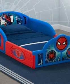 Delta Children Spider-Man Sleep And Play Toddler Bed With Built-In Guardrails Toddler Beds