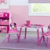 Delta Children Minnie Mouse 4-Piece Playroom Solution – Set Includes Table And 2 Chairs And 6-Bin Toy Organizer Table & Chair Sets