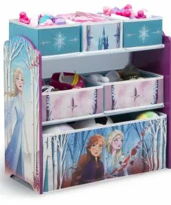 Delta Children Disney Frozen II 4-Piece Playroom Solution – Set Includes Table And 2 Chairs And 6-Bin Toy Organizer Table & Chair Sets