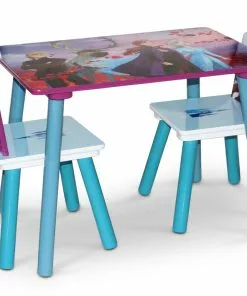 Delta Children Disney Frozen II 4-Piece Playroom Solution – Set Includes Table And 2 Chairs And 6-Bin Toy Organizer Table & Chair Sets