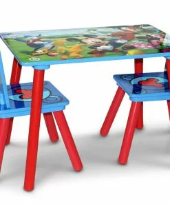 Delta Children Table & Chair Sets Mickey Mouse 4-Piece Playroom Solution – Set Includes Table And 2 Chairs And 6-Bin Toy Organizer