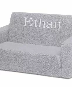 Delta Children What's New Personalized Cozee Flip-Out Sherpa 2-in-1 Convertible Sofa To Lounger For Kids