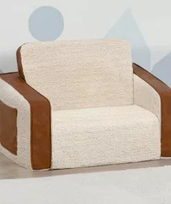 Delta Children Cozee Flip-Out Sherpa And Leather 2-in-1 Convertible Chair To Lounger For Kids What's New