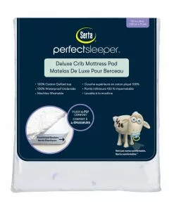 Serta Sheets & Mattress Covers Deluxe Crib Mattress Pad - 100% Waterproof, Quilted Top, Fitted Protective Crib Mattress Pad
