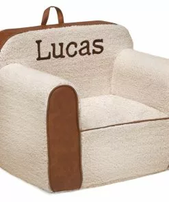 Delta Children Personalized Cozee Sherpa And Faux Leather Chair For Kids