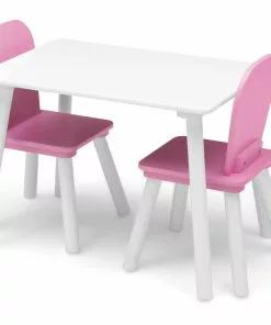 Delta Children 4-Piece Toddler Playroom Set – Includes Play Table And 6 Bin Toy Organizer With Reusable Vinyl Cling Stickers