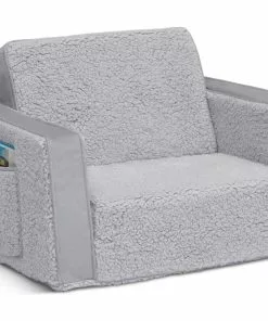 Delta Children Cozee Flip-Out Sherpa And Suede 2-in-1 Convertible Chair To Lounger For Kids Kids’ Chairs
