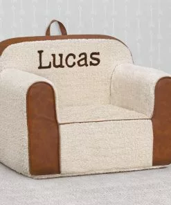 Delta Children Personalized Cozee Sherpa And Faux Leather Chair For Kids