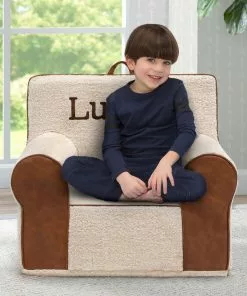 Delta Children Personalized Deluxe Cozee Sherpa And Faux Leather Chair For Kids Personalization