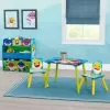 Delta Children Baby Shark 4-Piece Playroom Solution – Set Includes Table And 2 Chairs And 6-Bin Toy Organizer
