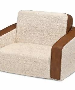 Delta Children Cozee Flip-Out Sherpa And Leather 2-in-1 Convertible Chair To Lounger For Kids What's New