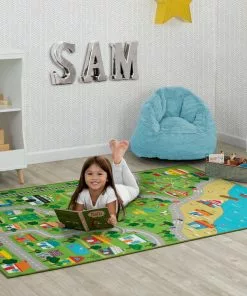 Delta Children Extra Large Road Map Activity Rug For Girls And Boys - 78-inch L X 54-inch W