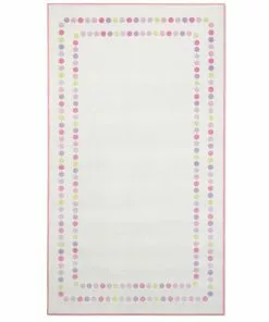 Delta Children Pearl Dot Rectangle Area Rug For Kids, 53-Inch X 59-Inch