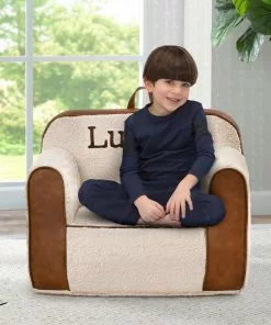Delta Children Personalized Cozee Sherpa And Faux Leather Chair For Kids