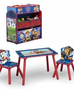Delta Children Nick Jr. PAW Patrol 4-Piece Playroom Solution – Set Includes Table And 2 Chairs And 6-Bin Toy Organizer