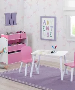 Delta Children 4-Piece Toddler Playroom Set ā Includes Play Table And 6 Bin Toy Organizer With Reusable Vinyl Cling Stickers