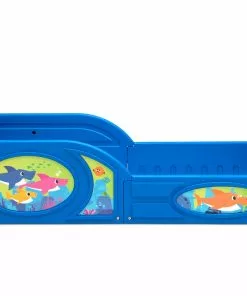 Delta Children Baby Shark Plastic Sleep And Play Toddler Bed With Attached Guardrails