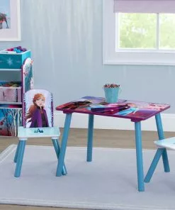 Delta Children Disney Frozen II 4-Piece Playroom Solution – Set Includes Table And 2 Chairs And 6-Bin Toy Organizer Table & Chair Sets