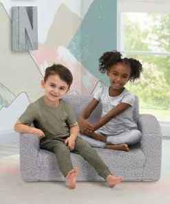 Delta Children Cozee Flip-Out Sherpa 2-in-1 Convertible Sofa To Lounger For Kids