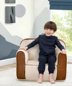 Delta Children Cozee Sherpa And Faux Leather Chair For Kids Kids’ Chairs