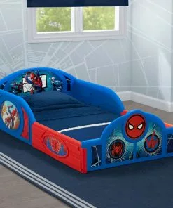 Delta Children Spider-Man Sleep And Play Toddler Bed With Built-In Guardrails Toddler Beds