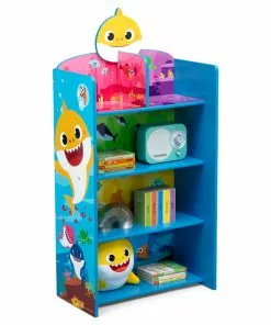 Delta Children Baby Shark Wooden Playhouse 4-Shelf Bookcase For Kids
