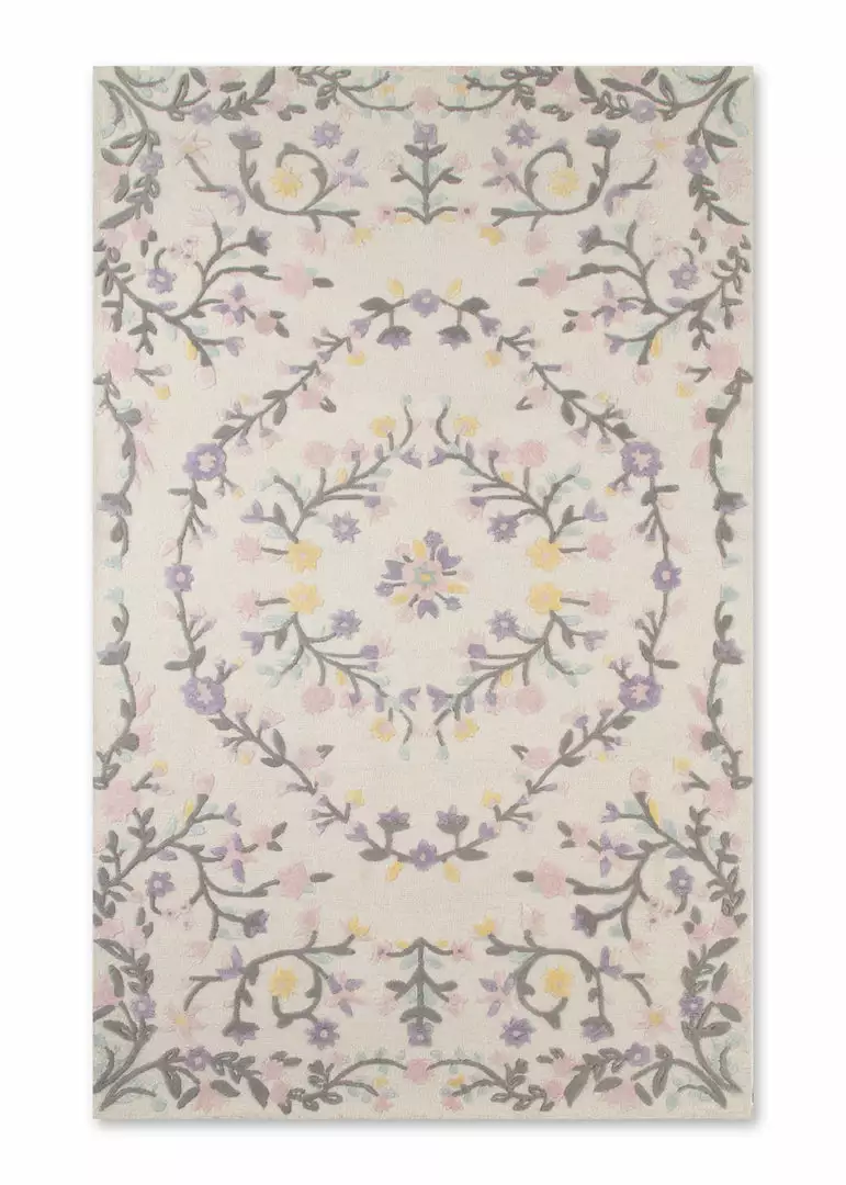 Delta Children Floral Garden Hand-Tufted Wool Blend Area Rug 5x8 5 Delta Children Floral Garden Hand-Tufted Wool Blend Area Rug 5x8